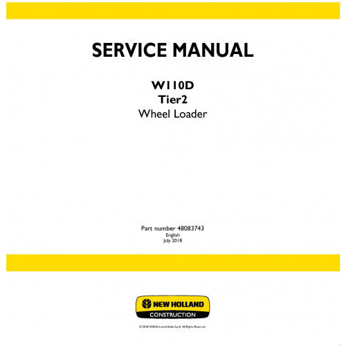 New Holland W110D Wheel Loader Pdf Repair Service Manual (p. Nb. 48083743)