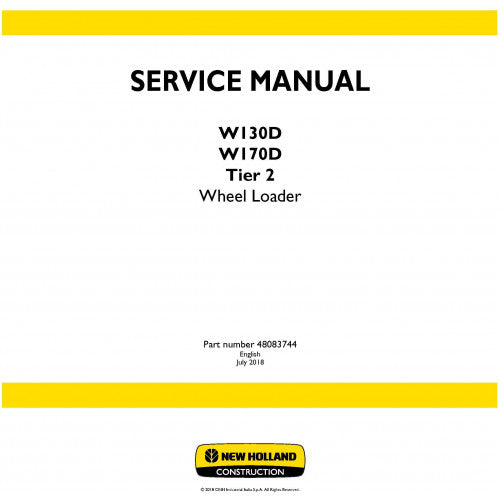 New Holland W130D, W170D Wheel Loader Pdf Repair Service Manual (p. Nb. 48083744)