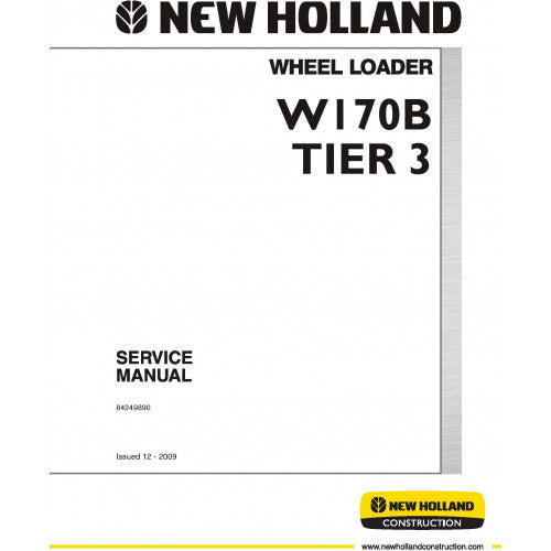 New Holland W170B Wheel Loader Pdf Repair Service Manual (p. Nb. 84249890)