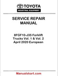 Toyota 8FGF10-J35 Forklift Trucks Vol. 1 & Vol. 2 April 2020 European PDF Repair Service Manual