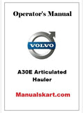 Volvo A30E Articulated Hauler Pdf Operator's Manual