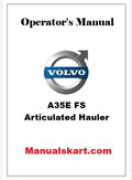 Volvo A35E FS Articulated Hauler Pdf Operator's Manual