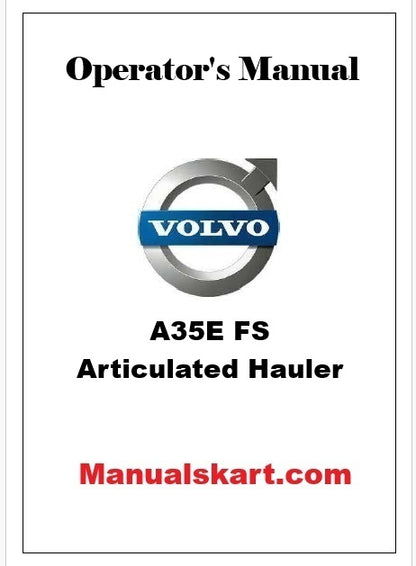 Volvo A35E FS Articulated Hauler Pdf Operator's Manual