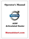Volvo A35F Articulated Hauler Pdf Operator's Manual SN 320001-