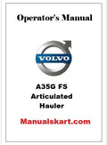 Volvo A35G FS Articulated Hauler Pdf Operator's Manual