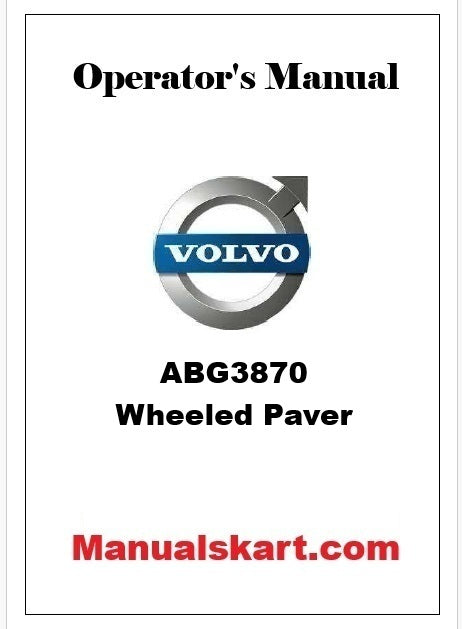 Volvo ABG3870 Wheeled Paver Pdf Operator's Manual