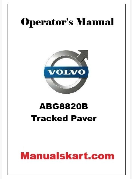 Volvo ABG8820B Tracked Paver Pdf Operator's Manual PID:80883127