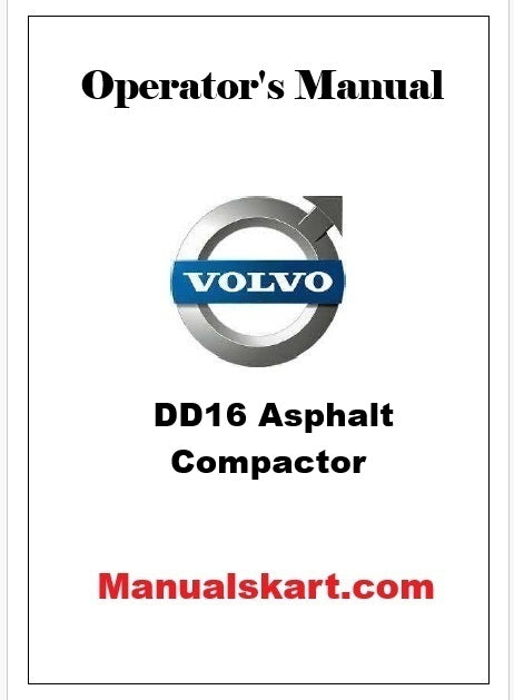 Volvo DD16 Asphalt Compactor Pdf Operator's Manual