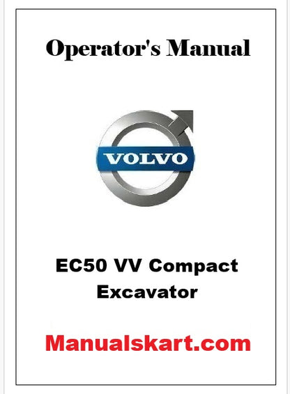 Volvo EC50 VV Compact Excavator Pdf Operator's Manual