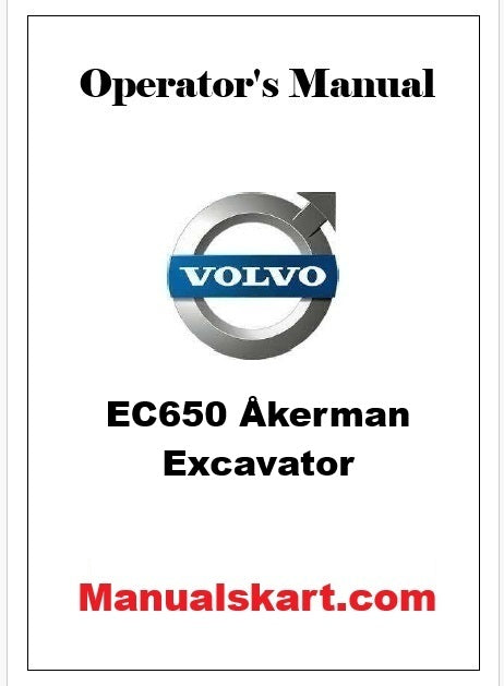 Volvo EC650 Åkerman Excavator Pdf Operator's Manual