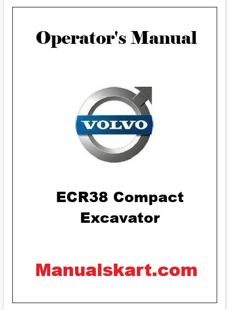 Volvo ECR38 Compact Excavator Pdf Operator's Manual