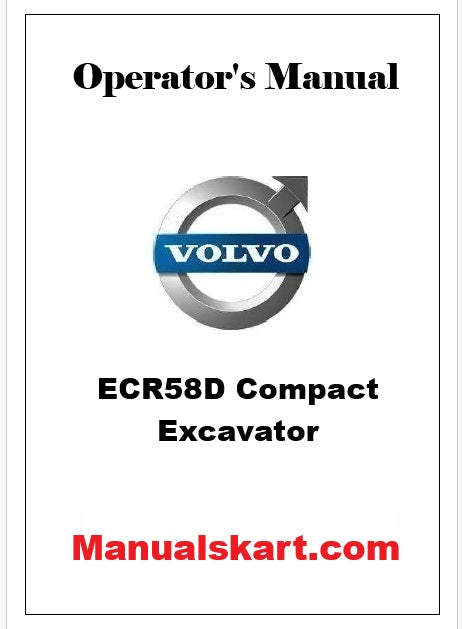 Volvo ECR58D Compact Excavator Pdf Operator's Manual
