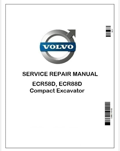 Volvo ECR58D, ECR88D Compact Excavator Repair Service Pdf Manual
