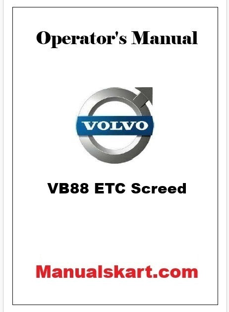 Volvo VB88 ETC Screed Pdf Operator's Manual