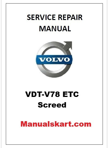 Volvo VDT-V78 ETC Screed Pdf Repair Service Manual