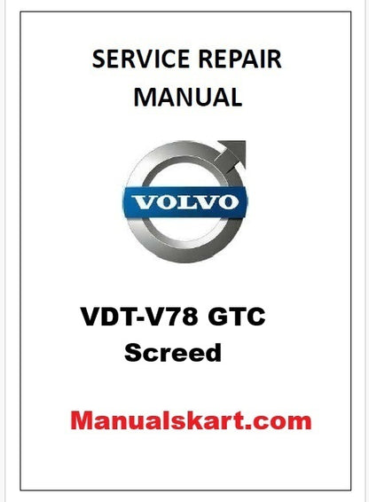 Volvo VDT-V78 GTC Screed Pdf Repair Service Manual