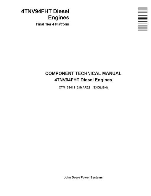 Yanmar 4TNV94FHT (FT4) Diesel Engines Component Technical Pdf Repair Service Manual (CTM136419)